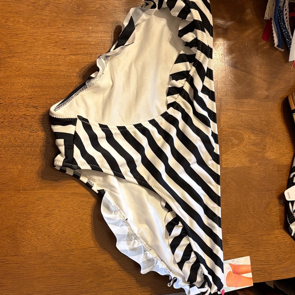 Victoria's Secret Black and White Striped Bikini Bottom